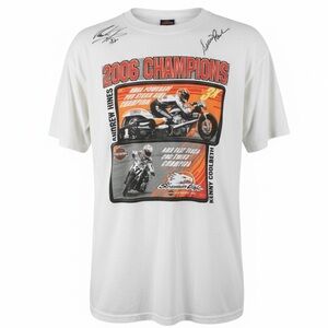 Harley-Davidson 2006 Champions T-Shirt Signed Andrew Hines & Kenny Coolbeth XL